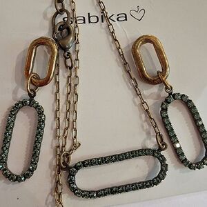 #Sabika Spring 2022 #Nourishing Emerald Gold Crystal Necklace & Earrings Set